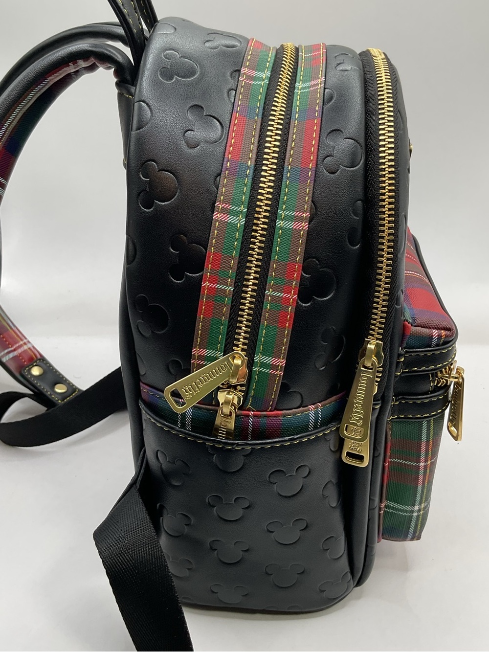 Loungefly Disney Parks Black Mini Backpack VIP Tours Plaid - Picture 4 of 13